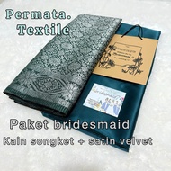 {FREE PAPERBAG AND CARD} Premium Songket + Satin velvet Bridesmaid Package Party Dress Fabric Kebaya
