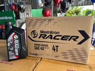 น้ำมันเครื่อง PT Maxnitron Racer 4T SAE-40 0.8 ยกลัง12ขวด แถมเสื้อ1ตัว
