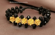 Gelang Mustika Batu 5 Lotus/Teratai Emas Asli Hongkong 24 karat 999% - 24 Carat Pure Gold 5 Lotus Charm Bracelet Jewellery