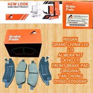 NISSAN  GRAND LIVINA L10 L11  ALMERA N17  LATIO C11  D1060-ED500AP FRONT BRAKE PAD  ORIGINAL  TAN CH