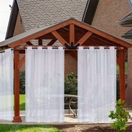 White Outdoor Curtain Waterproof Sunscreen Blackout Curtains Gazebo Curtain Simple Decoration Curtai