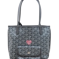 「JL精品代購」98新 Goyard 红心雙面購物袋灰色塗鴉