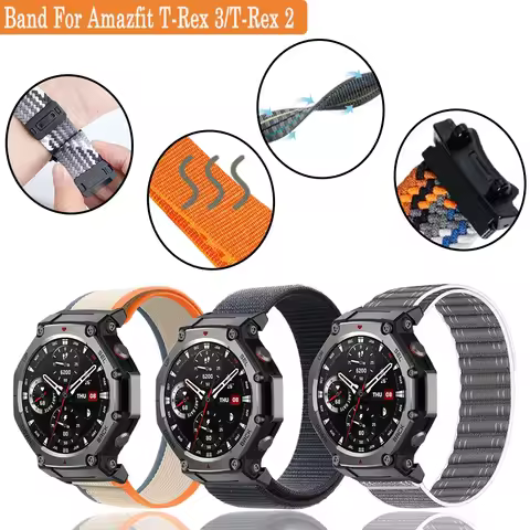 Nylon Loop Strap Compatible with Amazfit T-Rex3/T-Rex2 Sport Replacement Wristband for Amazfit T-Rex