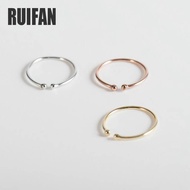 Ruifan 14K Gold/Rose Gold Solid Color 925 Sterling Silver Ring for Women Open Thin Finger Ring Fine Jewelry Accessories YRI070