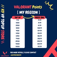 Valorant Points Top Up🧾 Only for Malaysia Region🇲🇾 TopUp Via ID Only✅ Custom VP PM Me📲