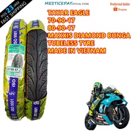 TAYAR TIRES (MAXXIS MAXIS DIAMOND BUNGA 3D-NEW) TUBELESS TYRE EAGLE (70-90-17 / 80-90-17)