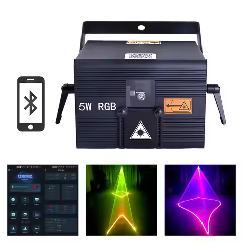 USA Warehouse 5W RGBW Animation Scan Projector Lights + Apple & Android App Control ILDA For Party B