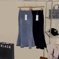 rok ruffle jumbo rok korean style panjang rok jeans wanita dewasa rok plisket span