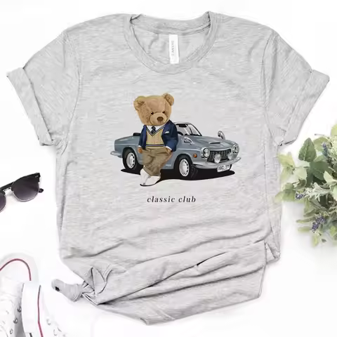 Bear t shirt women graphic t shirt female 2000s streetwear clothes