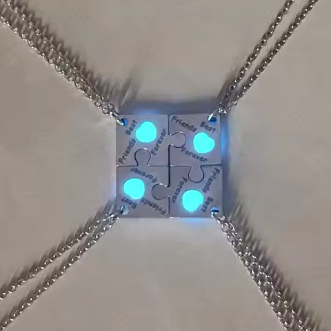 4 Pieces/Set Luminous Dark Love Best Friends Forever Stainless Steel Patchwork Necklace Fashion Boud
