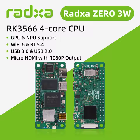 Radxa ZERO 3W RK3566 4-core CPU SBC, GPU, NPU, HDMI with 1080P Output, and WiFi 6 & BT 5.4, Single B