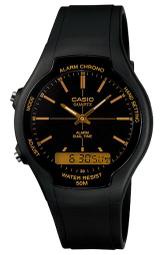 CASIO 商務型酷炫經典指針雙顯錶 AW-90H-9E