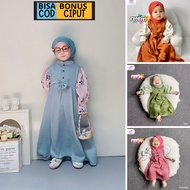 Florin Dress Gamis Anak Perempuan Usia 6 Bulan - 6 tahun tahun terbaru Zalira Kids / Dress anak set jilbab / Baju Lebaran anak perempuan 2024