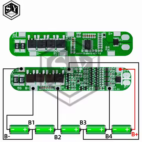 5S 18.5V 21V 15A BMS 18650 Lithium Battery Protection Board Anti-Overcharged Over-Discharge 21V Sola