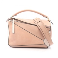 【二手】 LOEWE Puzzle Bag 中型兩用手提包 粉紅色/米色/Baby Pink皮革 Puzzle Bag 小號 女士二手 B