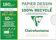 Clairefontaine 96145C - Folder with 12 sheets of grained, 100% recycled cartridge paper, DIN A3 180 