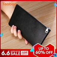 First Layer Cowhide Leather Phone Bag Ultra-thin Long Large Capacity Wallet Men Zipper Bag Simple Wallet Clutch