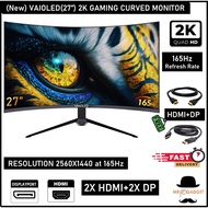 (NEW)VAIOLED  27inch Curved Gaming Monitor 165hz  (2560X1440) PS4/PS5/Xbox HDMI+DP Lcd Monitor