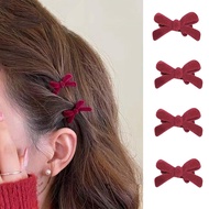 10pcs Klip Rambut Kecil Berbentuk Riben Merah - Klip Rambut Retro Comel Berbentuk Riben, Klip Rambut