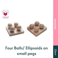 Cornerstone Montessori Four Balls Ellipsoids on Small Pegs - Montessori Sensory