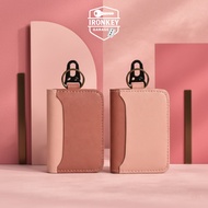 GANTUNGAN STNK Wallet Premium Car Keychain Snaphook Pink Salem 4 Slots Fold 2 - Ironkey Garage