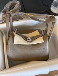 Hermes Mini lindy大象灰銀扣