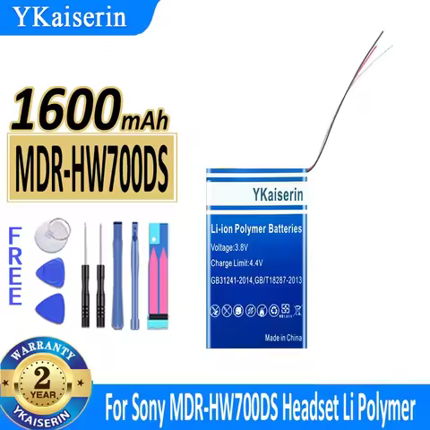 1600mAh Headset Battery for Sony MDR-HW700DS, MDRHW700DS, Li Polymer, Reliable Power
