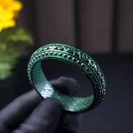 老花青翡翠雕花童鐲手鐲 | 14圍 | 天然緬甸玉翡翠A貨 | 送禮