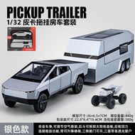 1:36 เทสลาปิคอัพรถพ่วง RV Diecast Model - Liga Cars Toy Gift for Boys Kids