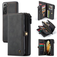 Magnetic Leather Wallet Phone Case For Samsung Galaxy S21 Ultra S20 FE Note 20 10 Plus A52 A72 A51 A71 Zipper Purse Card Coque