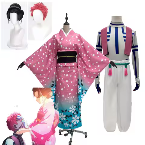 Anime Demon Cosplay Costumes Koyuki Uniform Women's Japanese Kimono Akaza Hakuji Cosplay Costume Tai