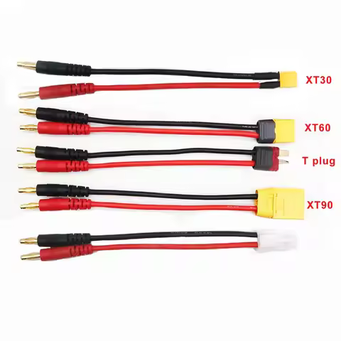 Imax B6 Charge Line 4.0mm Banana Plug to T Plug EC3 EC5 XT30 XT60 XT90 With Silicone Cable 17CM for 