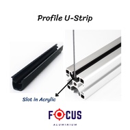 U-Strip Aluminium Profile Insert Acrylic 1 Meter Length 3030 4040 4545