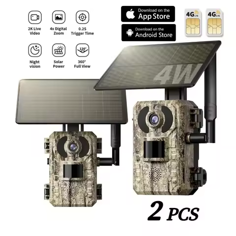 4G LTE Solar Powered Hunting Trail Camera 2K Live Feed 0.1s Fast PIR Trigger Low-Glow Night Vision I