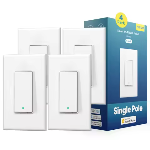 Meross HomeKit US WiFi Switch Wireless Light Wall Switch with Remote Control Neutral Wire Required S