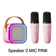 Speaker Mini Bluetooth 2 Mic 1 Set Full Bass Portable Wireless Karaoke Bisa Di Koneksikan Ke ponsel