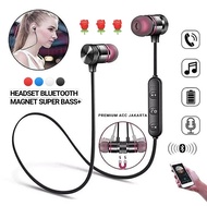 Headset Bluetooth Magnet Super Bass / Handsfree Bluetooth Sport Magnetic Design Original