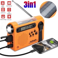 Weather Emergency Radio AM/FM/SW Portable Solar Hand Crank Radio 3 in 1 2000mAh Power Bank Phone Cha