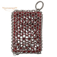Cast Iron Skillet Cleaner,316 Stainless Steel Chainmail Cleaning Scrubber Silicone Scrubber,for Kitc