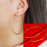 Vietnam Gold Counter Quality Non-Fade Anti-Over Gold-Plated Large Earrings Show Face Thin Euro Coin 