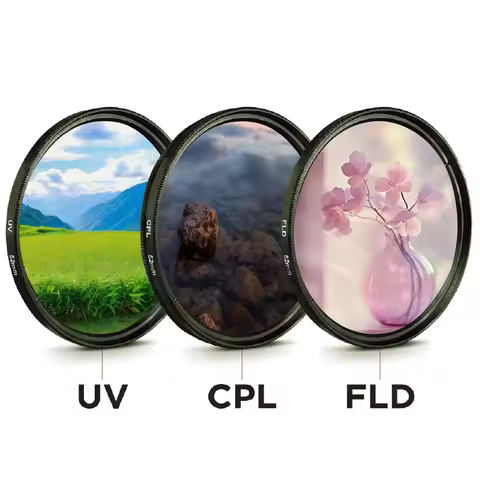 UV+CPL+FLD Filter Set 3 in 1 Lens Filter Set with Bag for Various Scenes for 49mm 52mm 55mm 58mm 62m