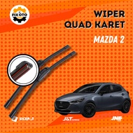 Quad Wiper (4) Mazda 2 Rubber - Quad 4 Model Rubber 1 Set (2Pcs) Left Right W601