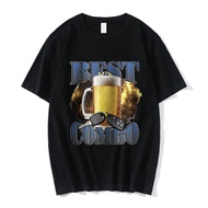 Popular Combo Print T-Shirt Short-Sleeved With Drunk Driving Text Pattern For Men And Women Casual C