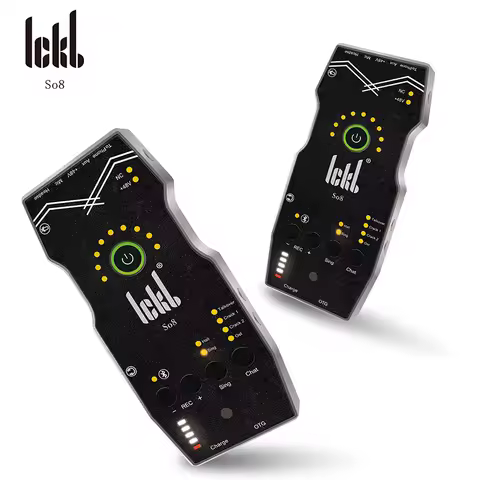 Ickb So8 5th Portable Live Sound Card Stereo karaoke product with 5 pcs Cables Audio for iOS devices