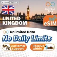 [Yoho] UK eSIM United Kingdom eSIM Unlimited Data with 5G 1-10 Days Europe eSIM Yoho Mobile Official