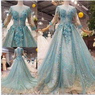 Gaun wedding blue - gaun pengantin hijab - blue Wedding dress - mc