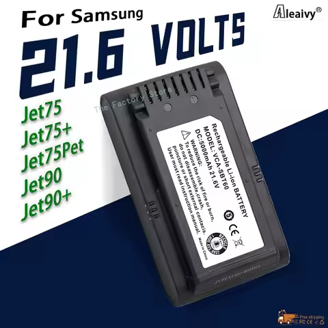 Long Run Time 21.6V 5000mAh Battery Pack for Samsung VC-SBT90 Jet75 Jet90 VS9000 VacuumCleaner, Repl