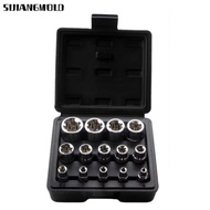 SIJIANGMOLD 14PCS/Set Wrench Head Star Socket Set, 1/4" 3/8" 1/2" External Hex Hexagon Socket Nut So