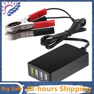 Portable DC Charger 12V/24V to 5V 4-Port USB Charger Usb Charger with Battery Clip for Other Smart P