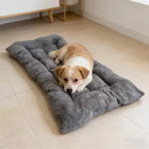 Extra Large Plush Dog Bed Sofa Thickened Super Soft Polyester Pet Mat Dog Crate Mat Bed For Small Me